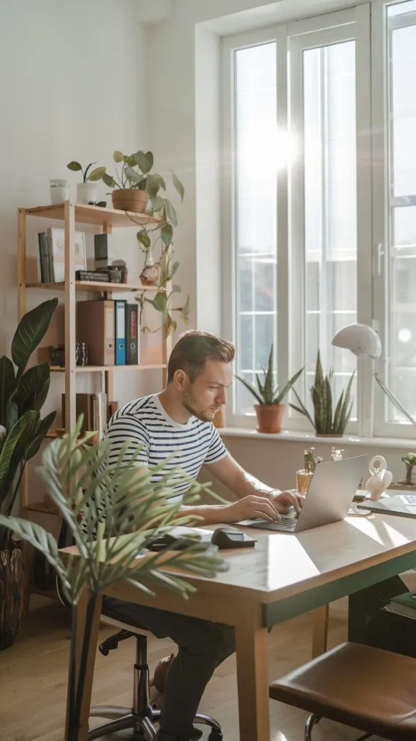 Morning sunlight entering a neat personal workspace